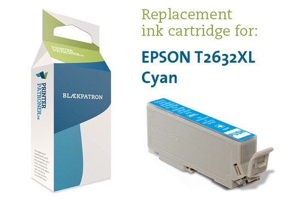 Cyan blækpatron - Epson 26XL - 11ml